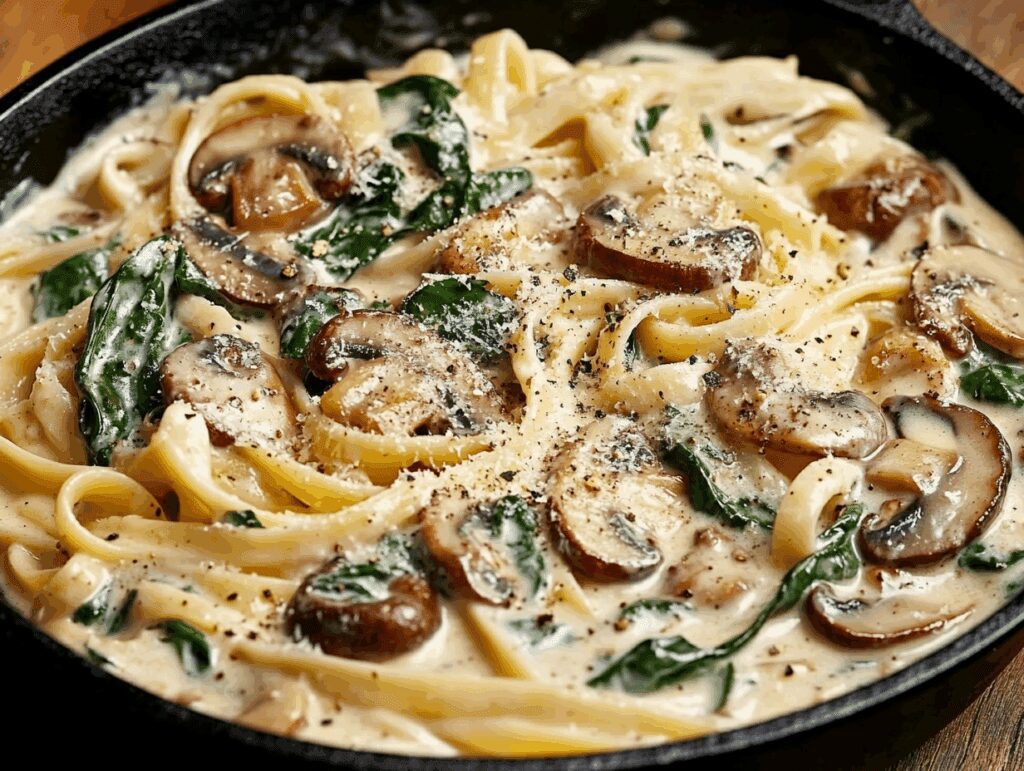 Irresistible Parmesan Spinach Mushroom Pasta